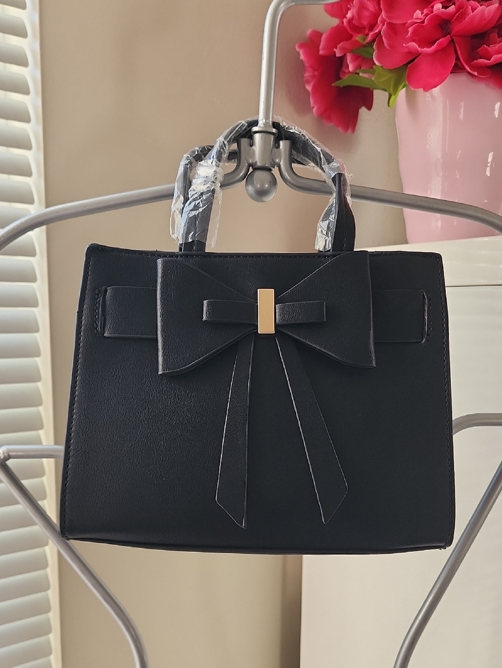 Mini Black Bow Detail Handbag with Crossbody Strap